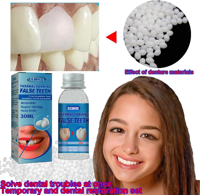 Fake Teeth Repair Kit, Provisional Fake Teeth Replacement Kit for Provisional Restoration 【100% New 30Ml -1 Bottle】 100% New 30Ml -1 Bottle