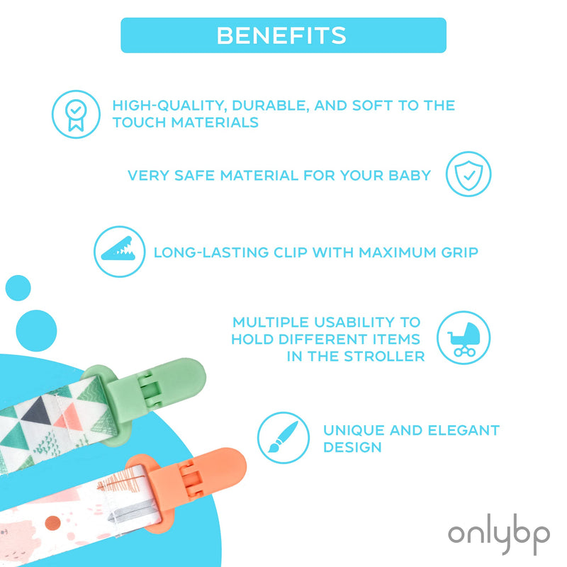 [Australia] - OnlyBP® Set 6 Baby Pacifier Holder Clip - Pacifier Clip for Boys and Girls Fits for Most Pacifiers - Protects Your Baby - Binkie Styles & Baby Teethers & Toys and Gift 