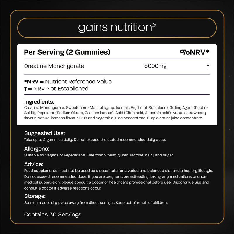 GN Creatine Pro Gummies | 60 Chewable Gummies for Men & Women - 3000mg Creatine-Monohydrate Per Serving | Strawberry & Banana Flavour, Non-GMO & Suitable for Vegans & Vegetarians