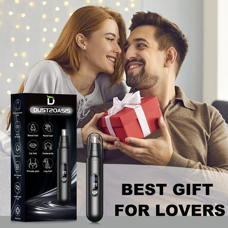 Ear and Nose Hair Trimmer for Men Women–2024 Nose Hair Trimmers Clipper Pro-14,000 RPM Motor with LED Display, Type C Rechargeable Ear Hair Trimmer with Dual Edge Blades, IPX7 Waterproof O001