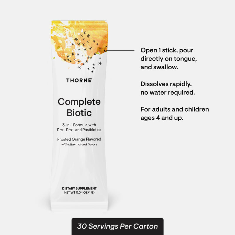 [Australia] - THORNE - Complete Biotic - Probiotic, Prebiotic & Postbiotic for Women, Men & Kids - Supports Gut, Digestive & Immune Health* - Occasional Constipation, Diarrhea, Gas & Bloating Relief* - 30 Servings 