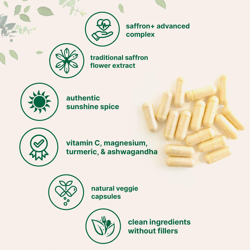 Micro Ingredients Saffron+ Advanced Supplements, 60 Vegetarian Capsules | 10-in-1 with Saffron Extract, Magnesium Glycinate, Turmeric Curcumin, KSM-66 Ashwagandha & Vitamin C. Filler-Free, Non-GMO.