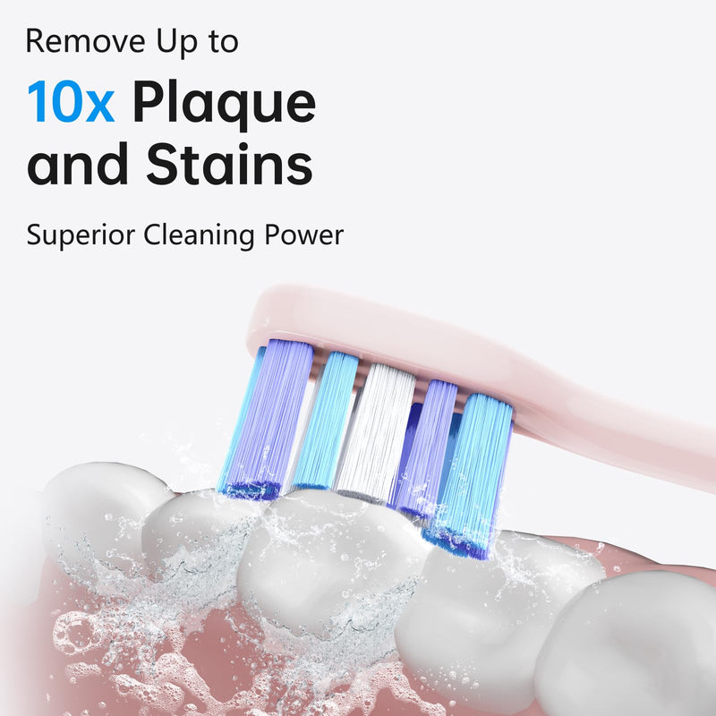 Replacement Electric Toothbrush Heads, 4 Pack for One Year of Use, Durable Brush Heads Refills, 10x Plaque Removal/Optimal Tooth Cleaning/Whitening (Pink, Medium) Pink