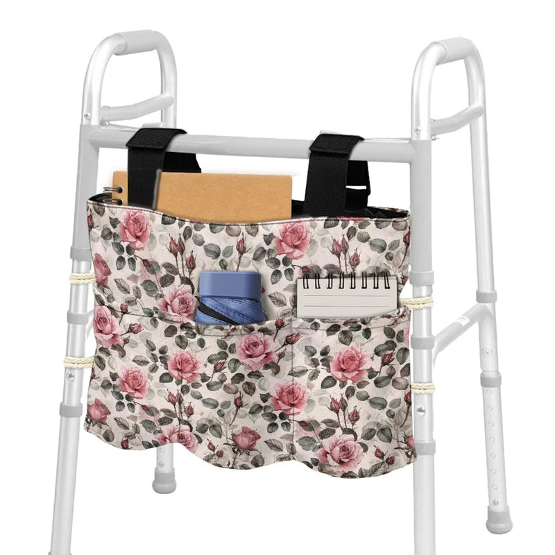 [Australia] - Rose Walker Bag for Rollator Walker Foldable Walker Storage Bag with Big Capacity Gifts for Seniors in Assisted Living Walker Accessories Rose 