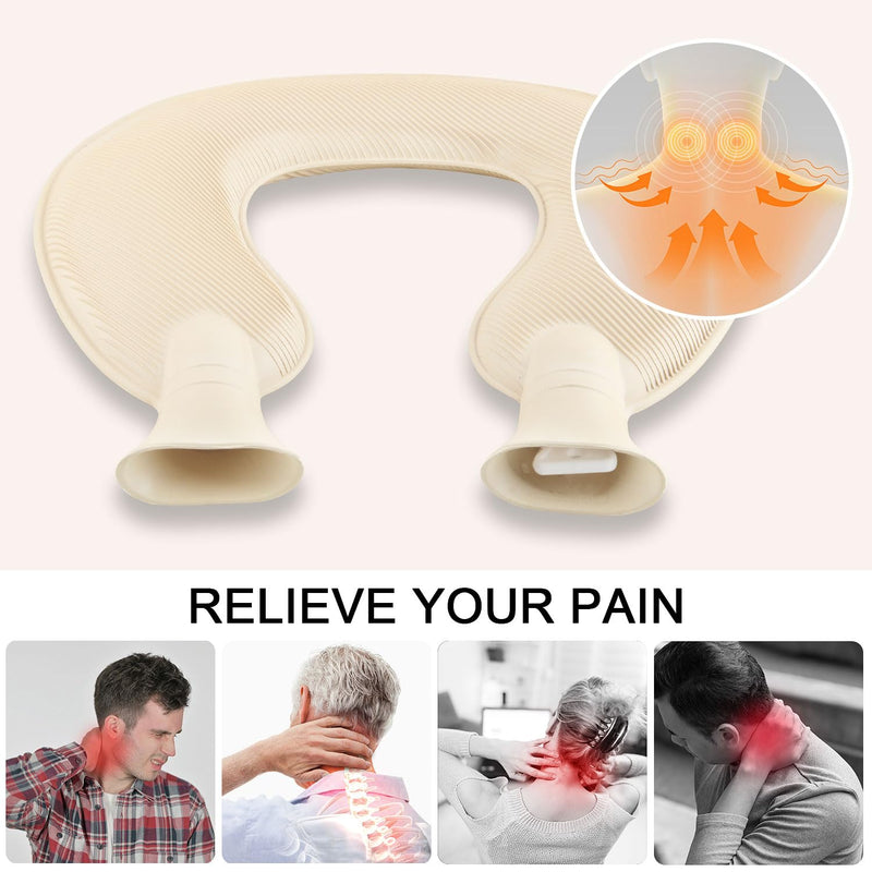 [Australia] - Hot water bottle neck, Vintoney 2L neck hot water bottle neck, shoulder & back pain neck pillow bed bottle ensures warmth comfort gift for women mother father with soft cover 2L capacity 