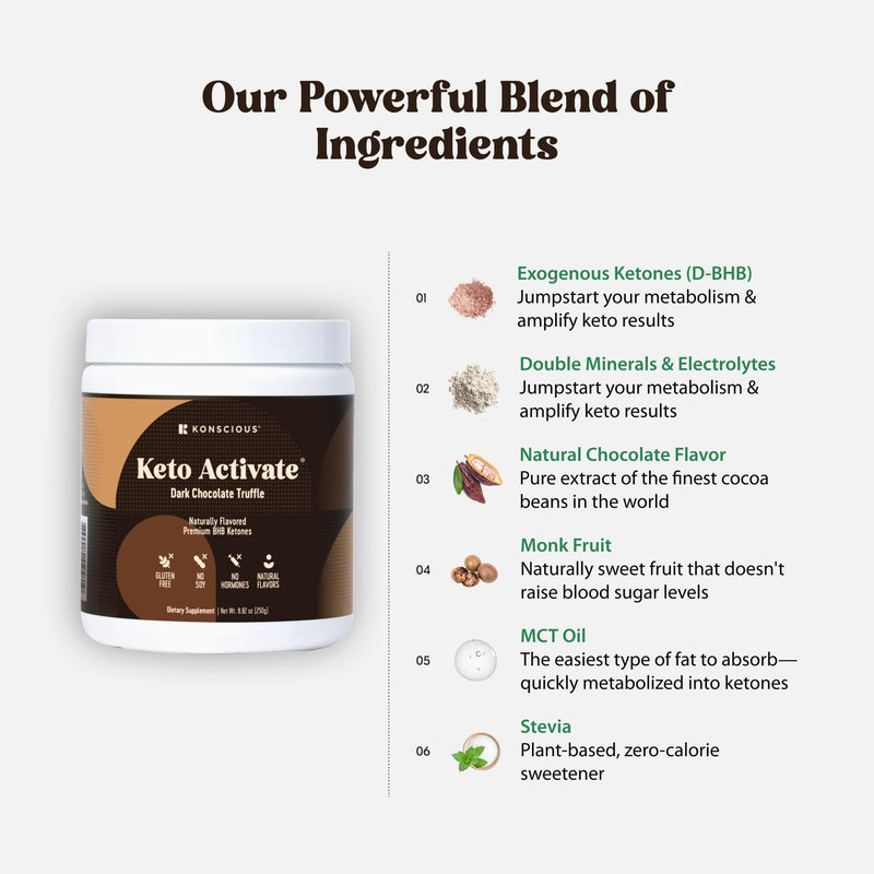 [Australia] - Dark Chocolate Truffle Exogenous Ketones Drink: Pure Keto Shake Powder with Chocolate Ketones | Jumpstart Ketosis & Boost Energy with Natural Ketones Supplements by Konscious Keto 10 Ounce (Pack of 1) 