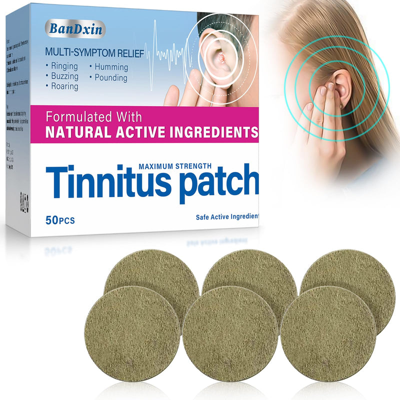 Tinnitus Relief for Ringing Ears, 50PCS Tinnitus Rêlief Patches, Effectively Reduce Ear Noise, Tinnitus Trêatment Patches with Natural Herbal Ingredients, Suitable for Women Men Blue Brown