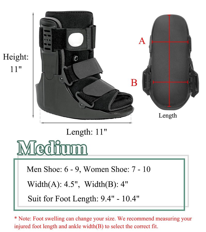 [Australia] - Air Walking Boot, Fracture Boot Short Walker Protection Fits Left or Right Foot Ankle Support for Injuries Fractures Sprains Black M Medium 