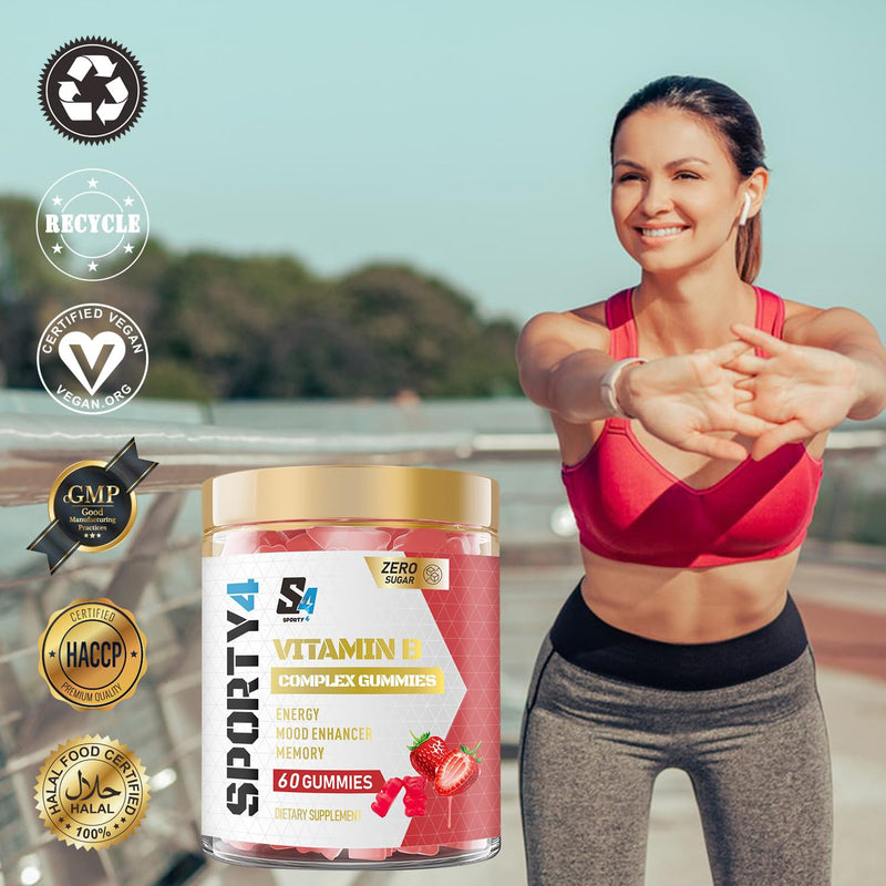 Vitamin B Complex Gummies no creatine | 60 Count - Tablet Alternative | High Strength Supplement with Vitamin B12, B6, B12, B2, B3, B5, Biotin, Folic Acid, Zinc and Iodine