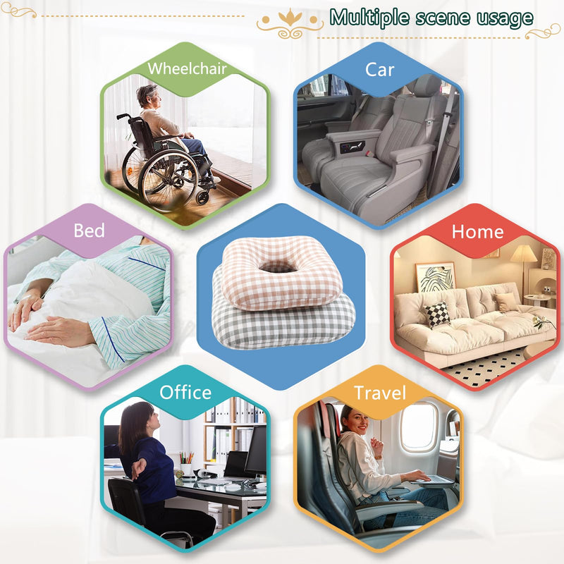 Anti-Bedsore Cushion, Donut Pillows, Pressure Ulcer Cushions, Pillow Tailbone Pain Relief Mat, Soft Pad of Bed Sores for Seniors,Pregnant,Hemorrhoids,Post-Surgery(Green,Small) Green Small