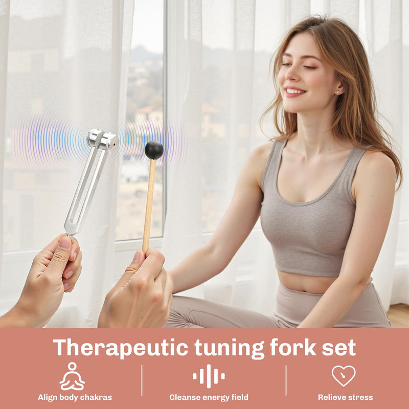 [Australia] - Professional Therapeutic Tuning Forks Set - 128Hz 256Hz 512Hz Aluminum Sound Healing Kit with Striker & Shockproof CaseÔΩúVibration Therapy for Yoga, Meditation, Stress Relief 