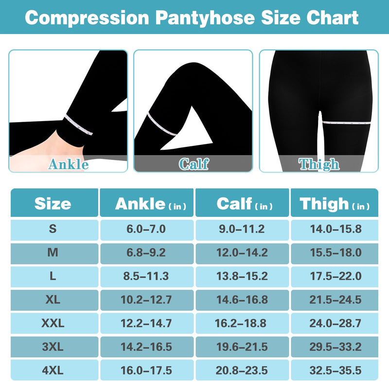 [Australia] - 20-30 mmHg Compression Pantyhose for Women, Footless Medical Compression Stockings, Waist High Opaque Compression Tights for Edema, Varicose Veins, Swelling, Pregnant, Teacher, Doctor Black1 M 
