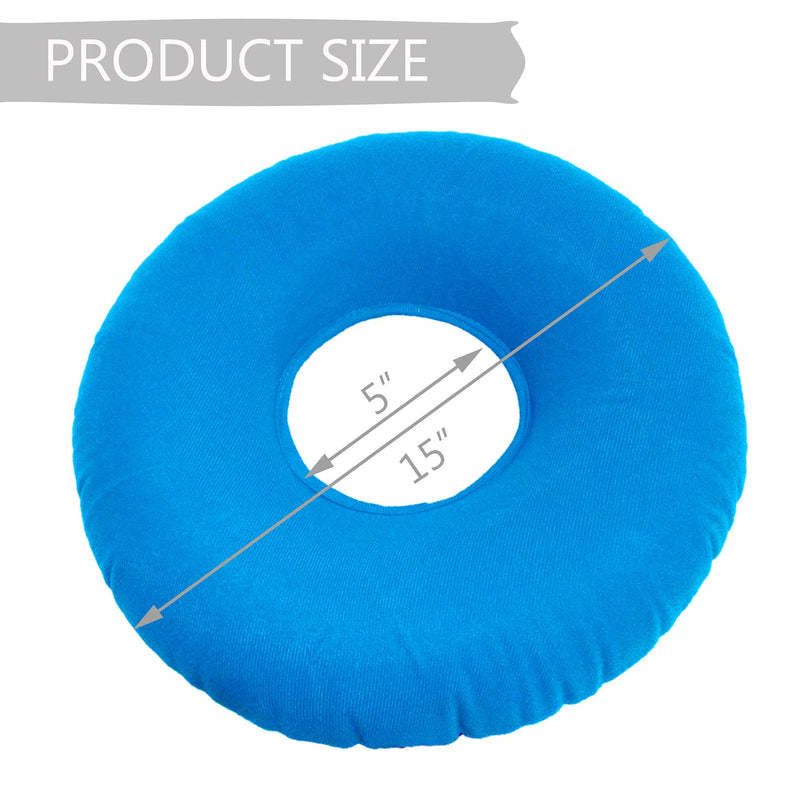 [Australia] - Donut Pillow, Inflatable Donut Cushion for Tailbone Pain,Hemorrhoid Seat Cushion (15" Light Blue, Air Pump Included) 