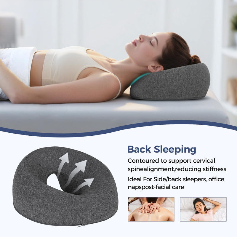 [Australia] - Face Down Massage Pillow - Removable Cover for Massage Tables & Massage Bed, Esthetician Supplies for SPA, Beauty & Tattoo Professionals Facial Pillow (Type A) Dark Gray 