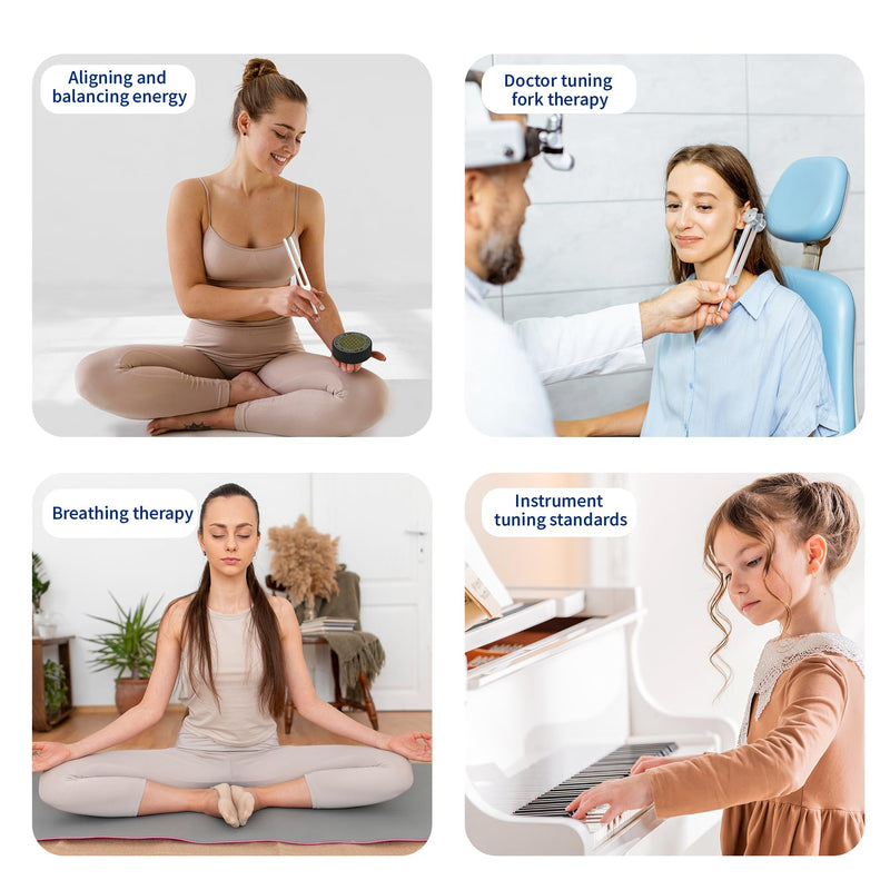 [Australia] - Tuning Forks for Healing Set ‚Äì Includes 128Hz, 136Hz, 256Hz, 384Hz & Activator, Portable in Red Leather Pouch ‚Äì Medical Grade Sound Healing Instruments for Chakra, Yoga, and Meditation Tuning Fork 4set 