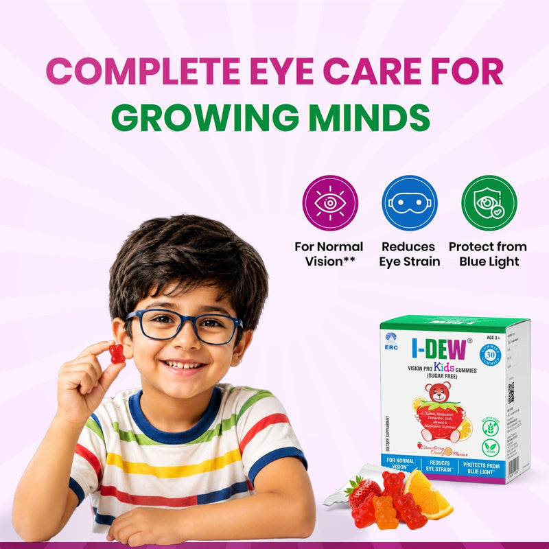 I-Dew Vision Pro Kids Eye Gummies | Children’s Eye Health Supplement | Blue Light Protection & Screen Time Support | Lutein, Zeaxanthin & Omega-3 DHA | Vegan | Strawberry & Orange | 30 Gummies