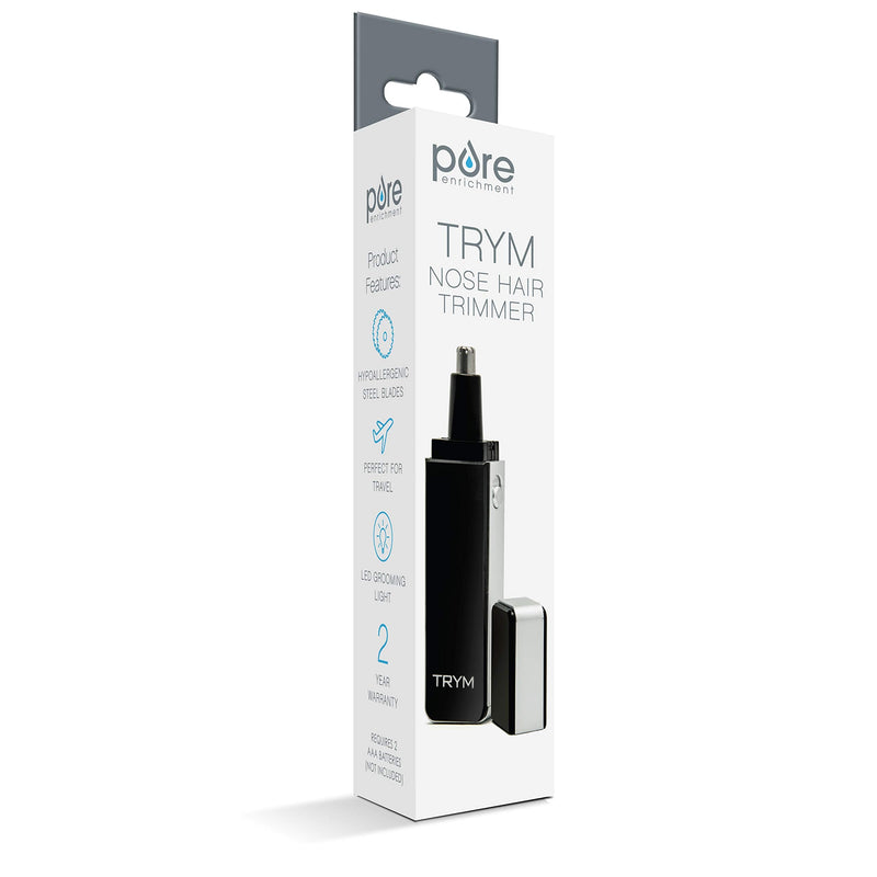 [Australia] - Pure Enrichment TRYM Nose Hair Trimmer with LED Grooming Light for Precision Trimming - Sleek and Premium Design Ideal for Trimming Your Nose, Ears, and Eyebrows 