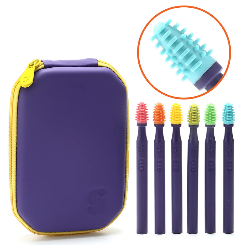 [Australia] - Special Supplies Sensory Mouth Brushes and Oral Stimulation Tools for Kids and Adults, 6 Pack, Wake Up Mouth for Desensitization, Soft, Flexible, Textured Silicone 