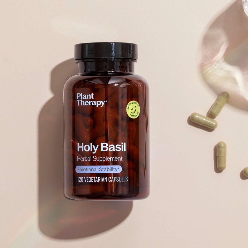 [Australia] - Plant Therapy Holy Basil Herbal Supplement Capsules, Supports Emotional Stability & Positive Mood, Combats Fatigue & Mental Tension, 120 Vegetarian Capsules 