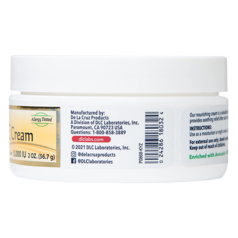 De La Cruz Vitamin E Cream Moisturizer for Face & Neck, 2 oz (56.7 g) | Vitamin E Cream, 5000 IU, Day & Night Face Moisturizer, Allergy Tested, Dermatologist Approved, Non-Comedogenic, Made in USA