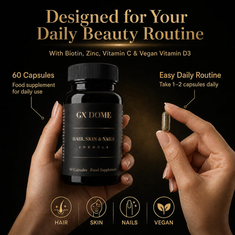 Hair, Skin & Nails Vitamins – Beauty Food Supplement with Biotin, Zinc, Selenium, Vitamin C, MSM & Hyaluronic Acid – Vegan Vitamin D3, 60 Capsules