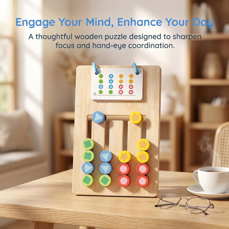 Pack of 2 Dementia Activity Update Colour Memory Game for Seniors Wooden with 20 Cards, Double-Sided Playable & Cards Securely Fixed, Easy to Grip, Activation & Memory Training