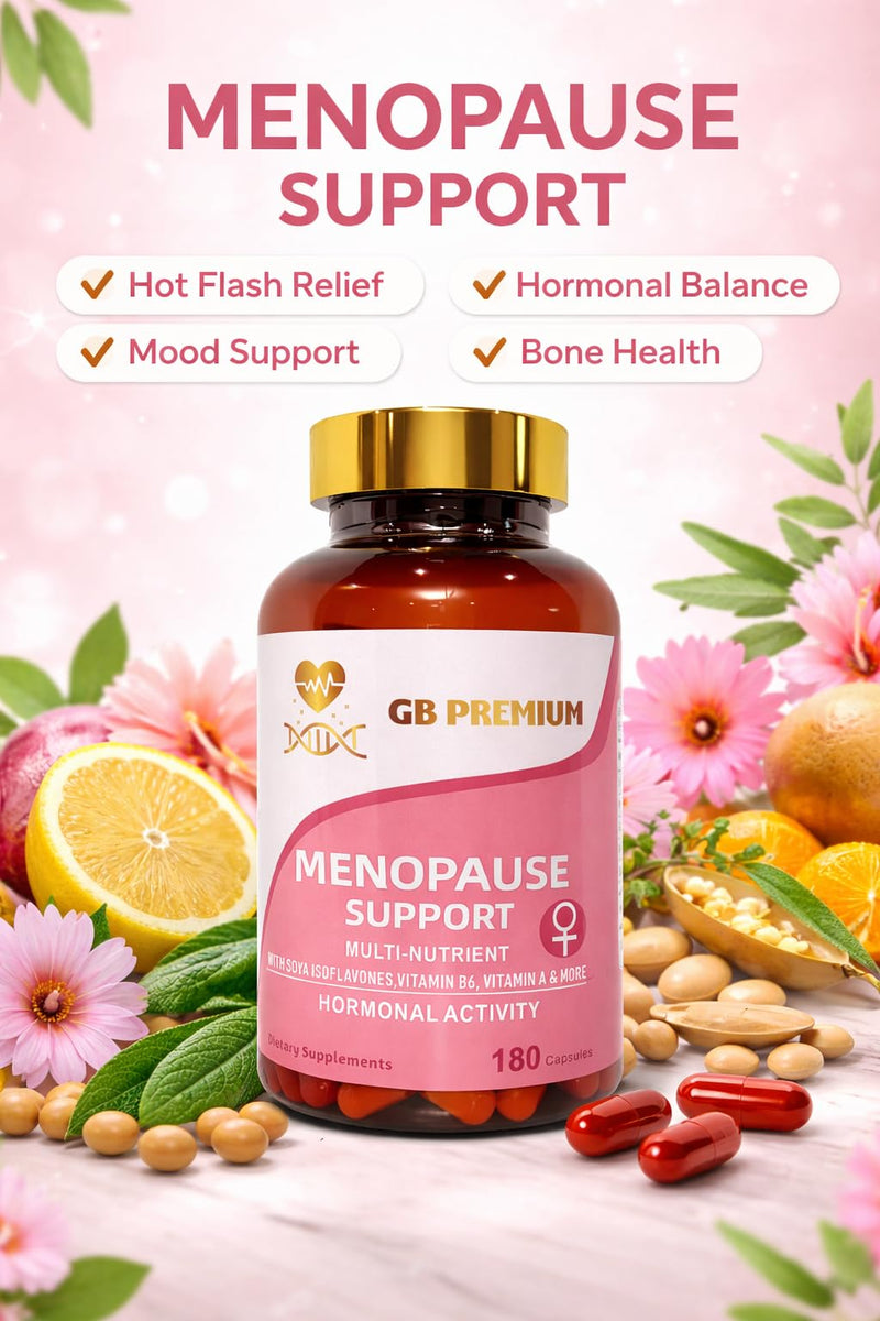 Menopause Support Capsules, Multi-Nutrient Supplement with SOYA Isoflavones, Vitamin B6, Vitamin A & More, 180 Capsules