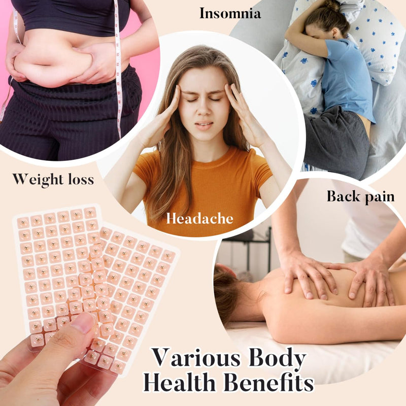 [Australia] - Healifty 600 Count Ear Seeds Stainless Steel Magnetic Ear Seeds Acupuncture Stickers Way to Solve Headache Back Pain Stress 