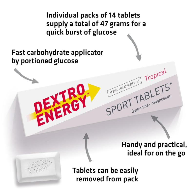 [Australia] - Dextro Energy Sport Tablets - Pack of 24 - With magnesium and vitamins (B1, B6, C) and energy booster with carbohydrates - Practically packaged and vegan 