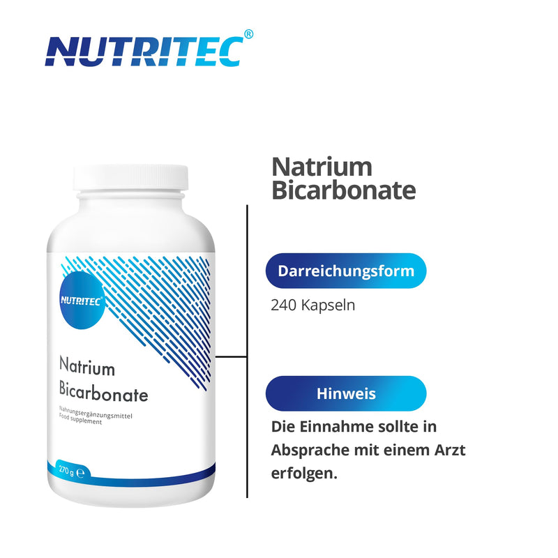 [Australia] - Nutritec Sodium Bicarbonate, 240 capsules, enteric-coated, 1000mg sodium bicarbonate per capsule 