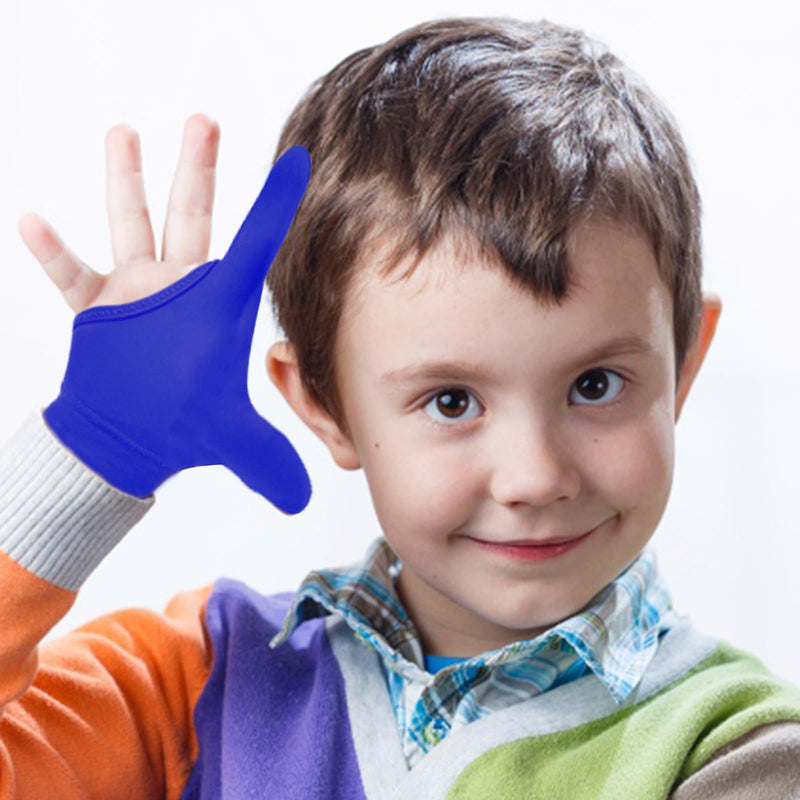 [Australia] - 4Pcs Thumb Sucking Guard Gloves Kids Chewy Compression Gloves Kids Stop Thumb Sucking and Finger Biting for Ages 5-13 Blue+Black 