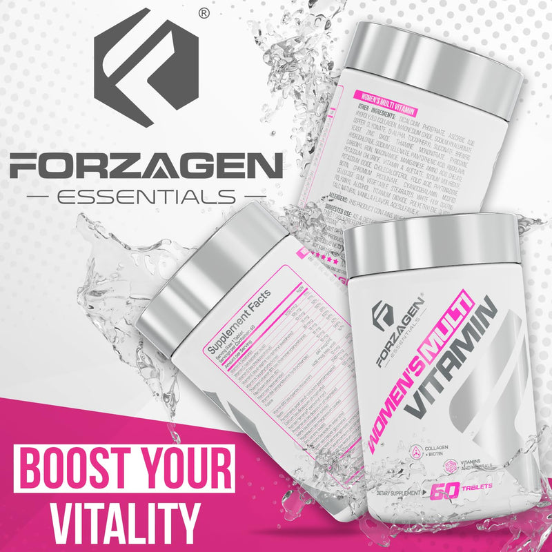 Forzagen Essentials Women's Multi Vitamin with Collagen and Biotin, Complete Vitamin and Mineral Supplement, 60 Tablets