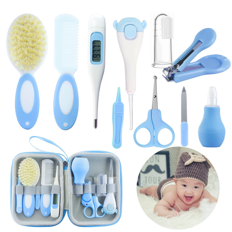 [Australia] - Baby Care Kits,Baby Grooming Kit,10 in 1 Newborn Essentials Must Haves,Baby Nail Clippers Baby Brush Baby Comb Earpick Nose Cleaning Tool Baby Nail File Nursing Baby Kit ÔºàBlueÔºâ Blue 