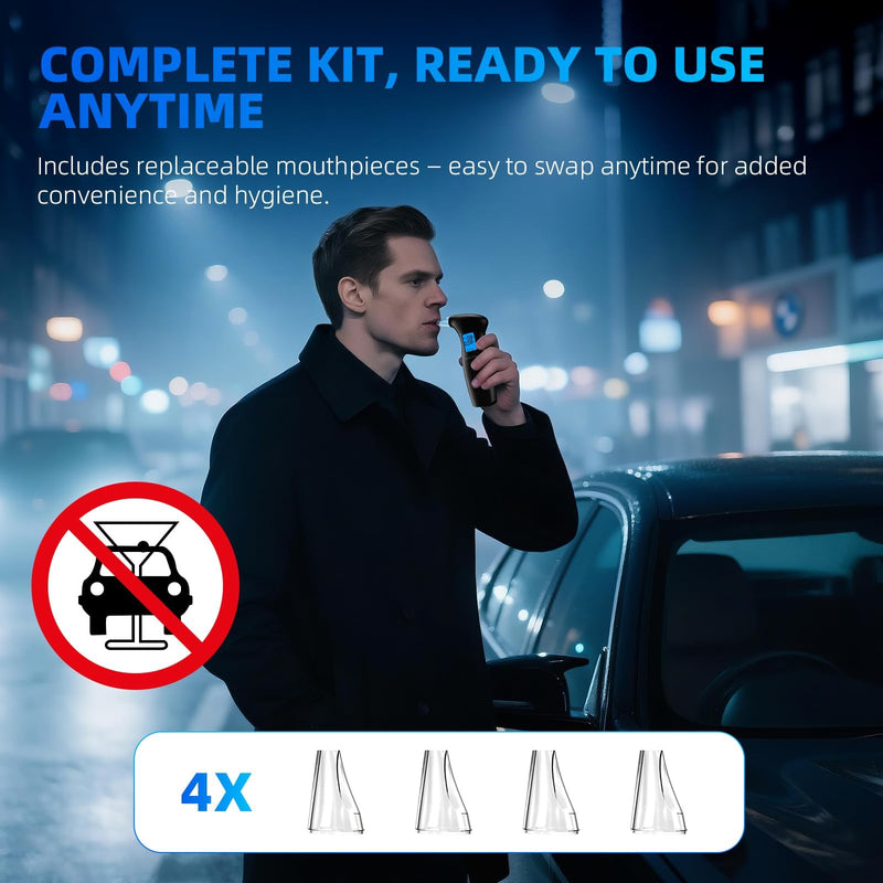 [Australia] - Breathalyzer with Blue Backlit LCD - Professional Auto Power Off Alcohol Breathalyzer Tester, Easy to Carry for Party and Family Activities 