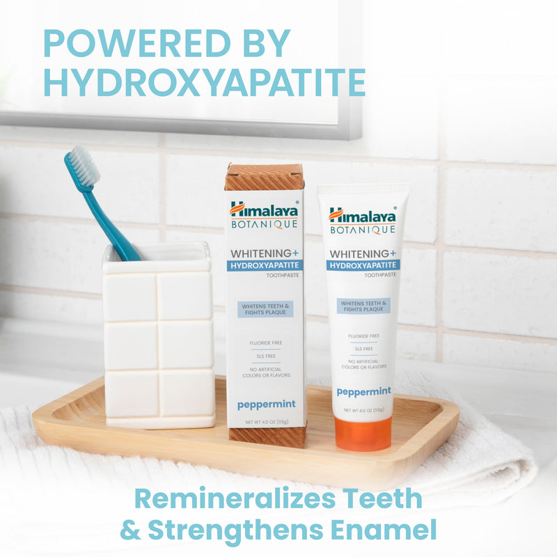 [Australia] - Himalaya Botanique Whitening + Hydroxyapatite Toothpaste, Peppermint - Nano Hydroxyapatite to Support Remineralization and Restore Enamel, Appropriate for Sensitive Teeth - Gluten Free, 4 oz, 2 Pack 4 Ounce (Pack of 2) 