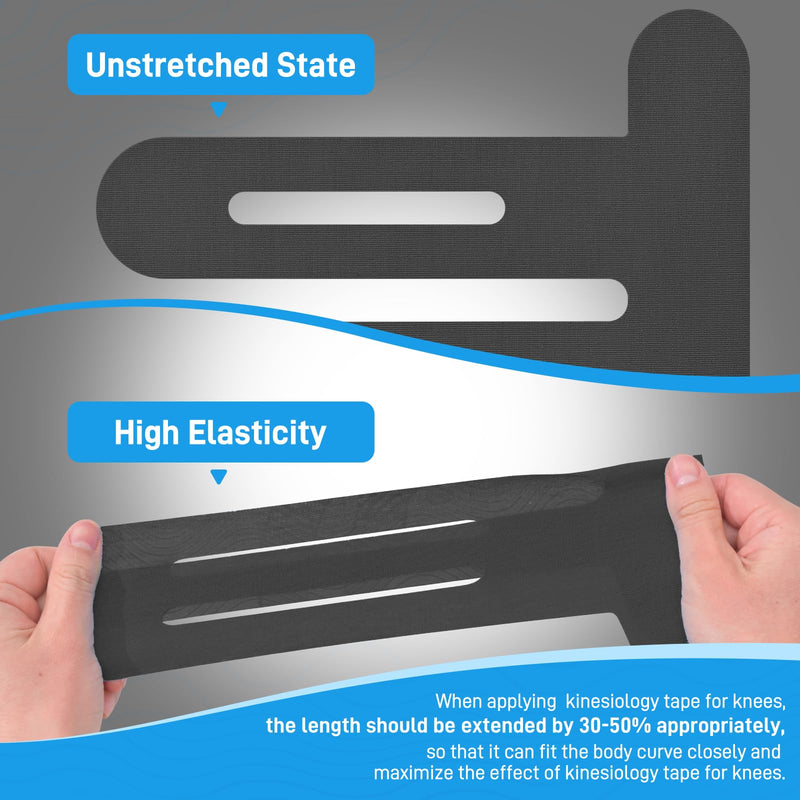 Kinesiology Tape for Knees, 10 Count Knee Tape for Knee Pain Relief Pre Cut, Latex Free Knee Tape, Support Muscles and Joints, Knee Kinesiology Tape Pre Cut, Waterproof and Elastic (Black) Black 10PCS