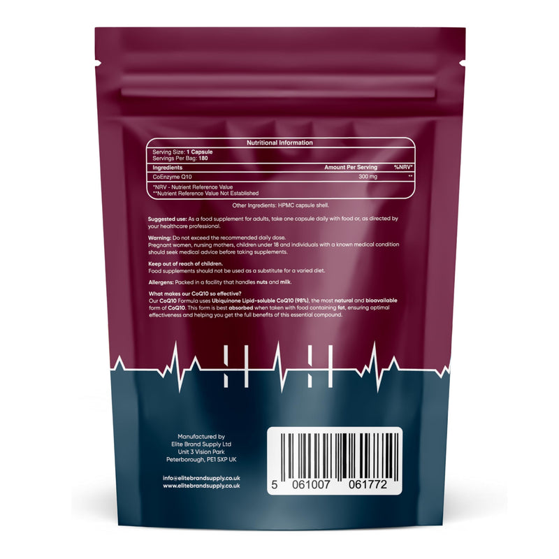 Hybrid Health Ubiquinone Coenzyme Q10 300 MG Supplement | 180 Vegan CoQ10 Capsules | Super Strength Vegan Friendly Naturally Fermented CoQ10 Supplement | Non-GMO | 6 Months Supply 180 count (Pack of 1)