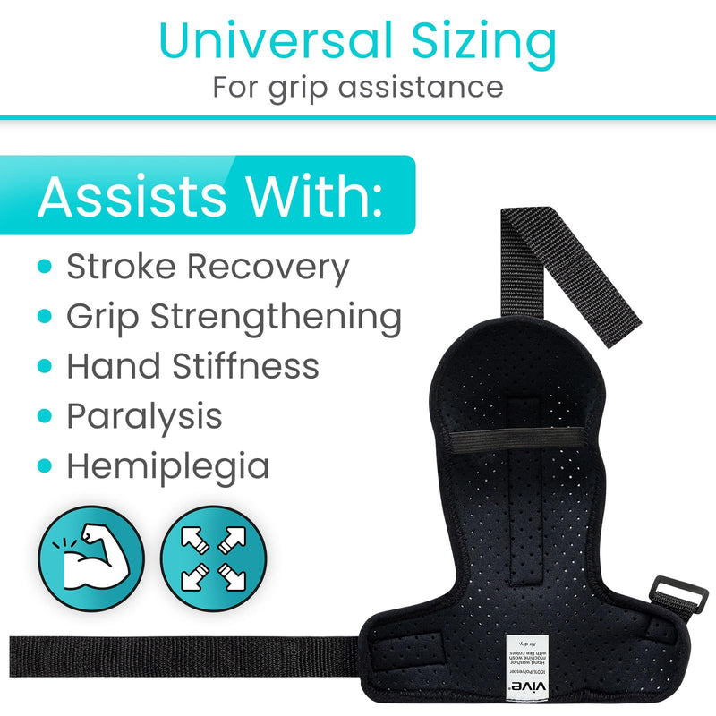 Vive Stroke Hand Brace - Rehabilitation Splint Glove for Elderly Patients - Finger Therapy Recovery Equipment - Physical Aid for Active Grip Support & Stability for Hemiplegia, Quadriplegic, Paralysis