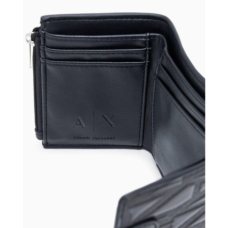 Armani Exchange Women's All Over Logo Bifold Wallet, Black, One Size