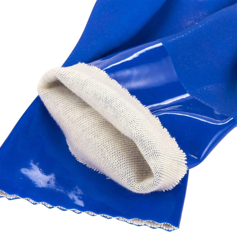 [Australia] - 2 Pairs Rubber Household Cleaning Gloves for Kitchen Dishwashing, Cotton Lined (Blue) Large (Pack of 2) 