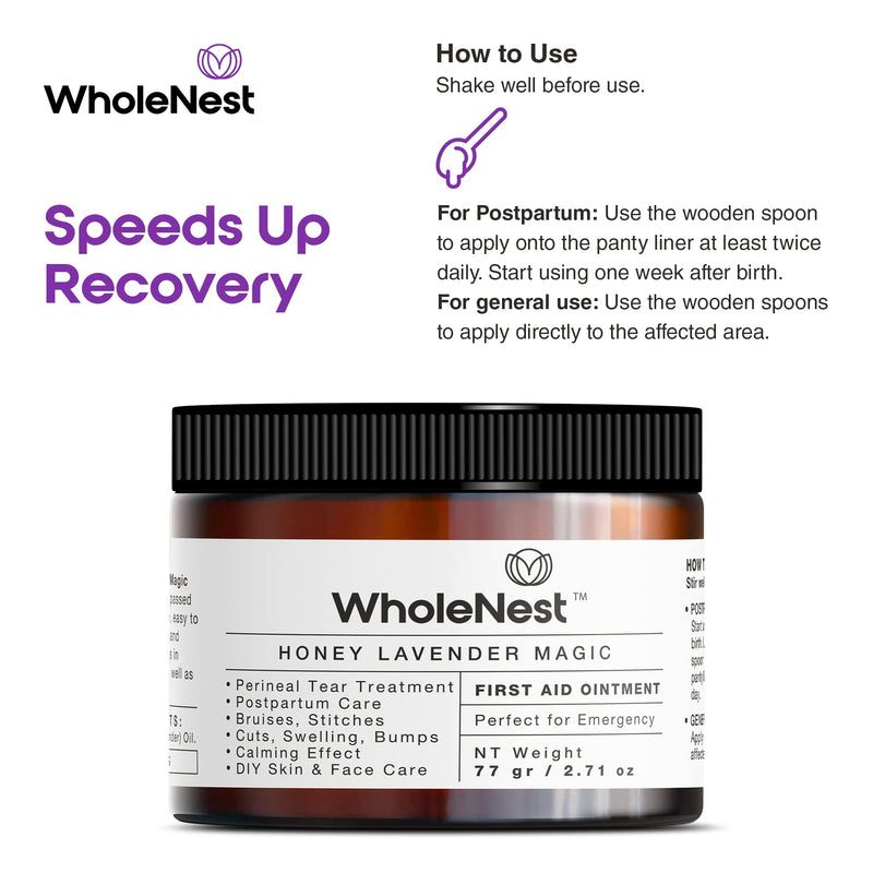 [Australia] - All-Natural Honey Lavender Magic, Liquid Perineal Balm and Postpartum Essentials, Family Care and Post Pregnancy Must Haves, Gentle Botanical Care with Lavender for Skin Support, 2.71 oz 