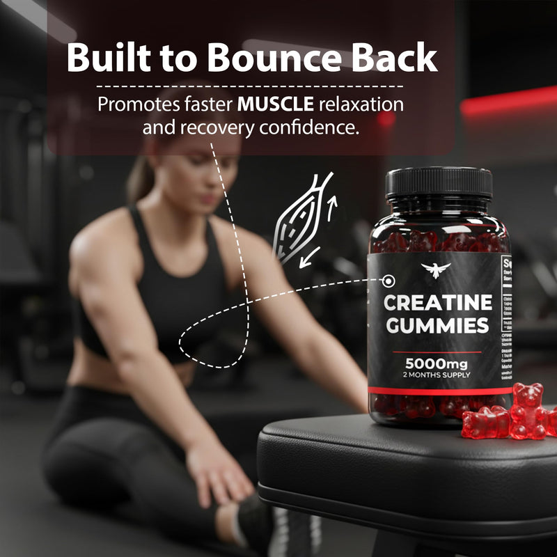 Creatine Monohydrate Gummies 5000mg – Watermelon Flavour High Strength Pre-Workout Creatine for Strength, Energy & Muscle Performance – 120 Vegan Gummies, 2 Month Supply