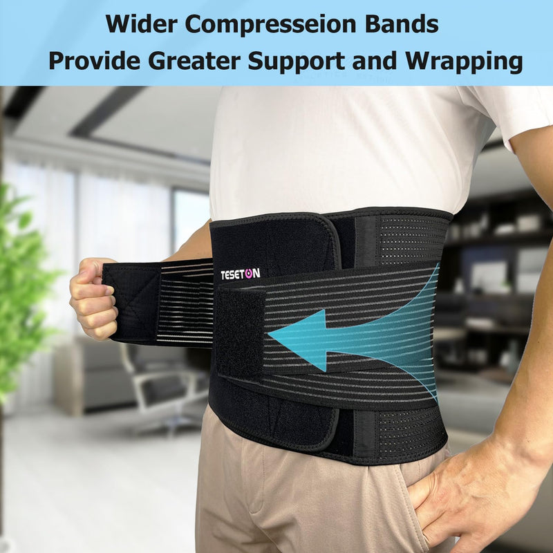 [Australia] - Back Brace for Men and Women Lower Back, Lumbar Support Belt Relieve Lower Back Pain with 8 Reinforce Bones,Scoliosis, Sciatica,Herniated Disc,Back Brace for Lifting at Work&Workout Sports 03 Black L Large 