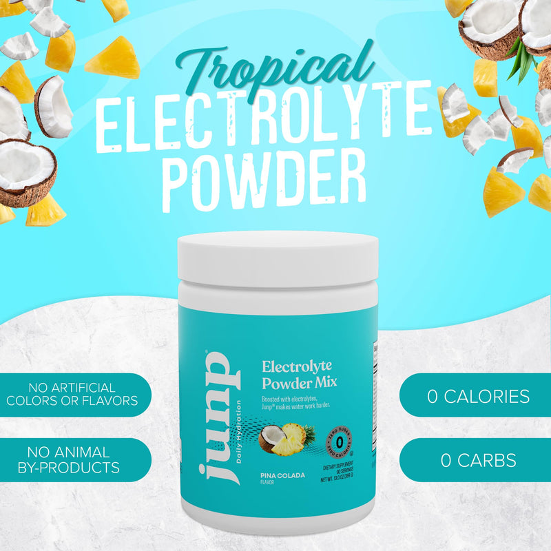 [Australia] - JUNP Electrolytes Powder No Sugar No Carbs – Pina Colada Coconut Pineapple Drink Mix - Potassium & Salt Electrolyte Hydration Powder - Zero Calorie Sugar Free Electrolyte Powder, Keto, 90 Servings 