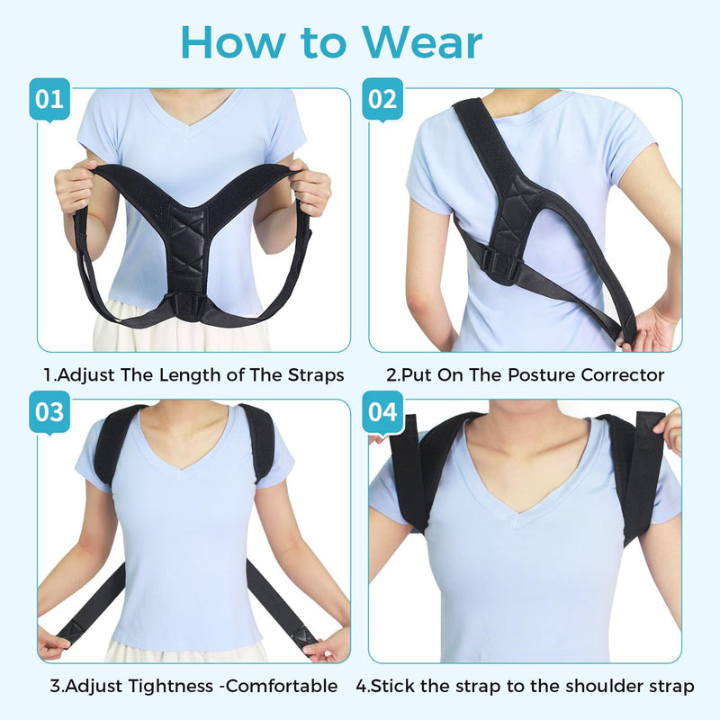 Posture Corrector for Women and Men, Invisible Mesh Breathable Back Brace, Adjustable Back Straightener, Relieves Shoulder, Neck, and Back Pain Large(Waist 30"-43")