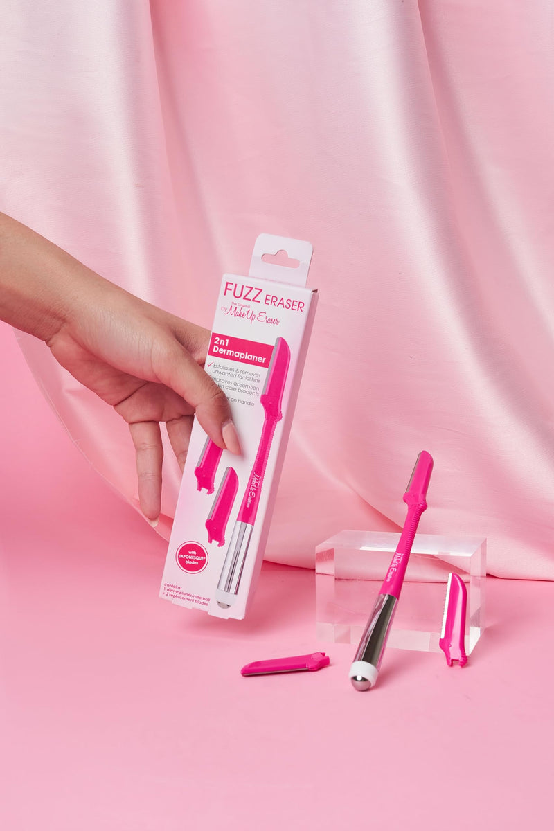 [Australia] - Fuzz Eraser by The Original MakeUp Eraser, 2-in-1 Dermaplaning Facial Razors and Cooling Eye Roller, Tool for Exfoliation, Hair Removal, Face Massage 
