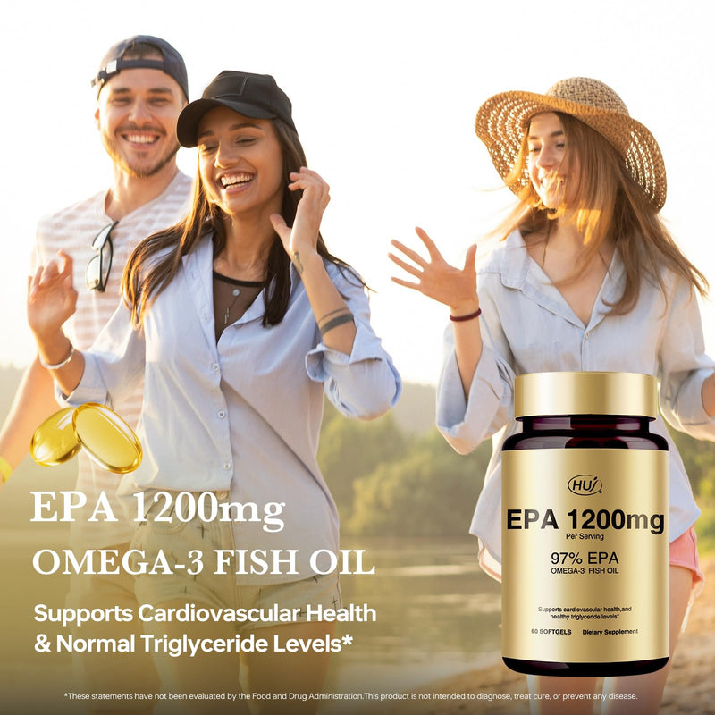 [Australia] - HUJ 97% EPA Omega-3 Fish Oil - 1200mg EPA Fish Oil, Wild-Caught, Sustainably Sourced - Suppprts Cardiovascular Health & Healthy Triglyceride lewels* - 60 Softgels 