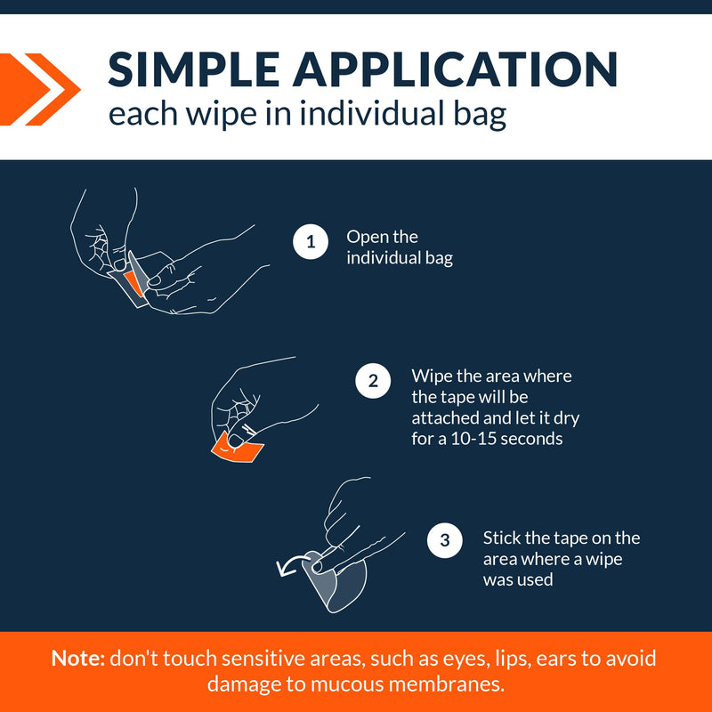 [Australia] - Fixic Skin Barrier Wipes - 50 PCS - Premium Skin Prep Protective Wipes - Skin Adhesive Wipes to Create the Barrier between Skin and Attachments - Skin Glue Wipes to Increase the Adhesive Tape Effect! Adhesive Barrier Wipes 