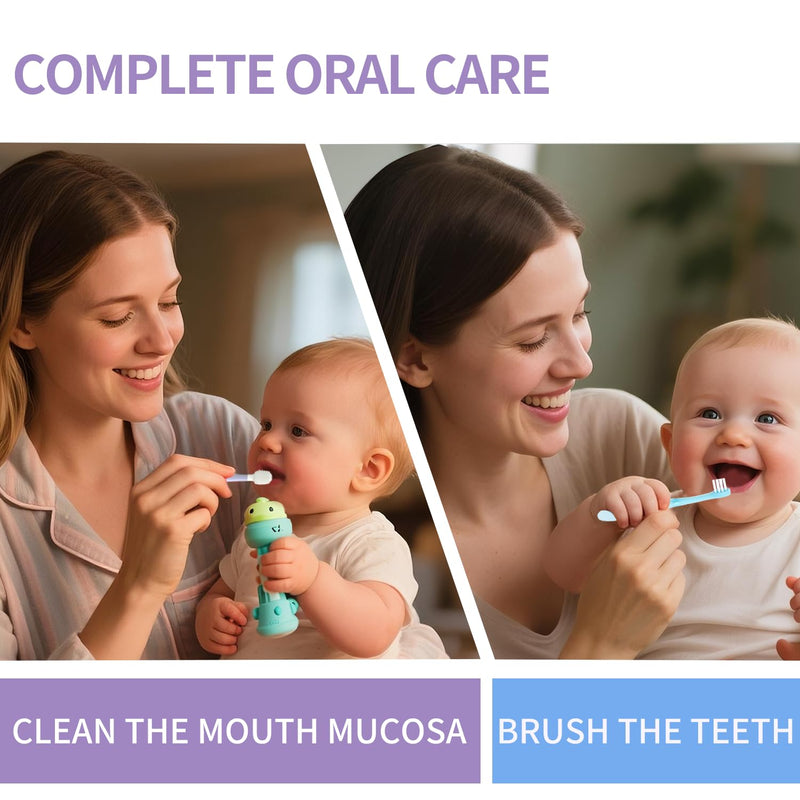 Kids Tongue Scraper and Training Toothbrush Kit, Tongue Cleaner Combo for Infant & Newborn 0-3 Years