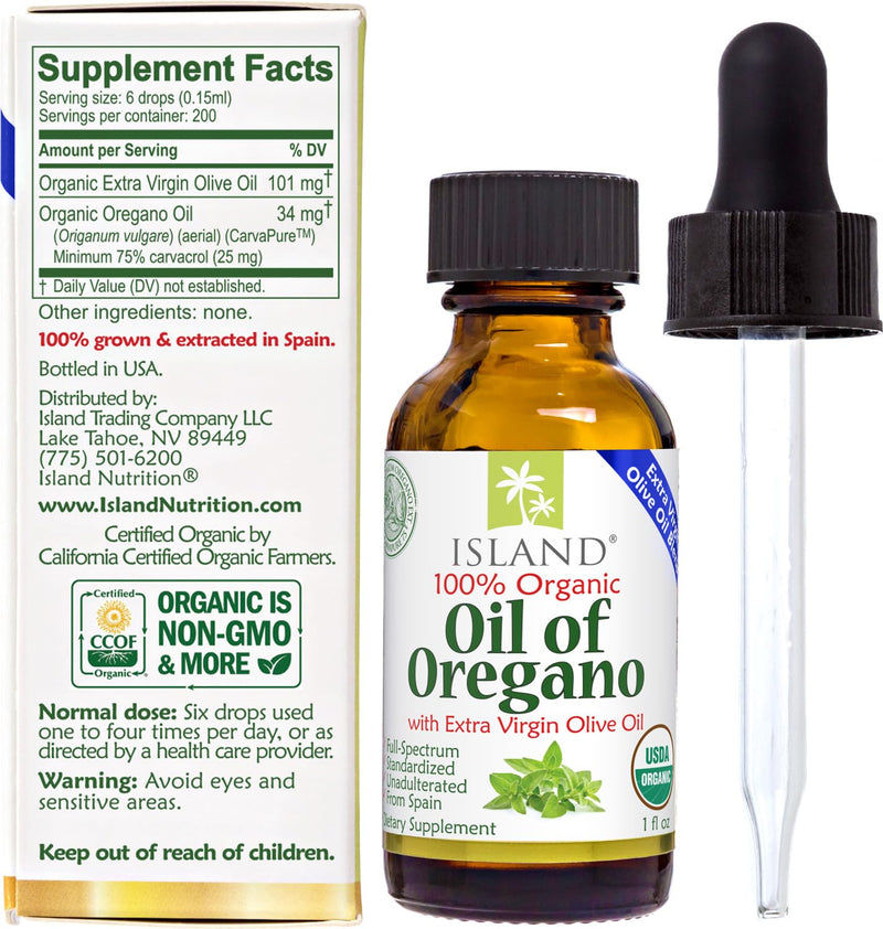 [Australia] - Oil of Oregano Organic Liquid Drops (1 fl oz) - 100% Organic Olive Oil & Organic Oregano Oil, Grown in Spain (Aceite de Oregano) 